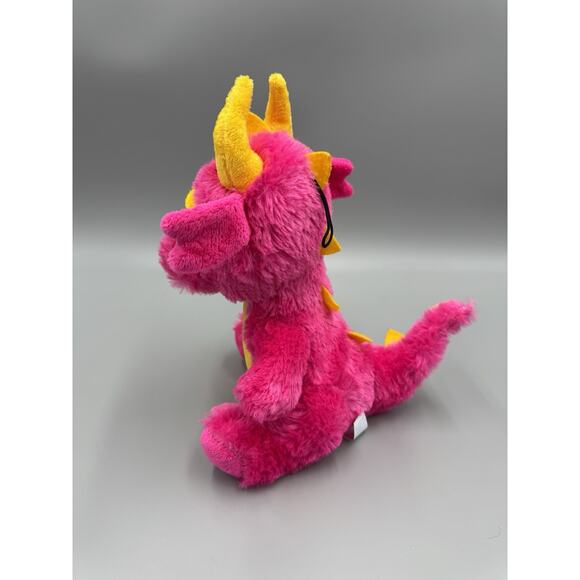 BJ Toy Company Pink Yellow Dragon Plush W/ Horns 10” Stuffed Animal - Picture 4 of 8